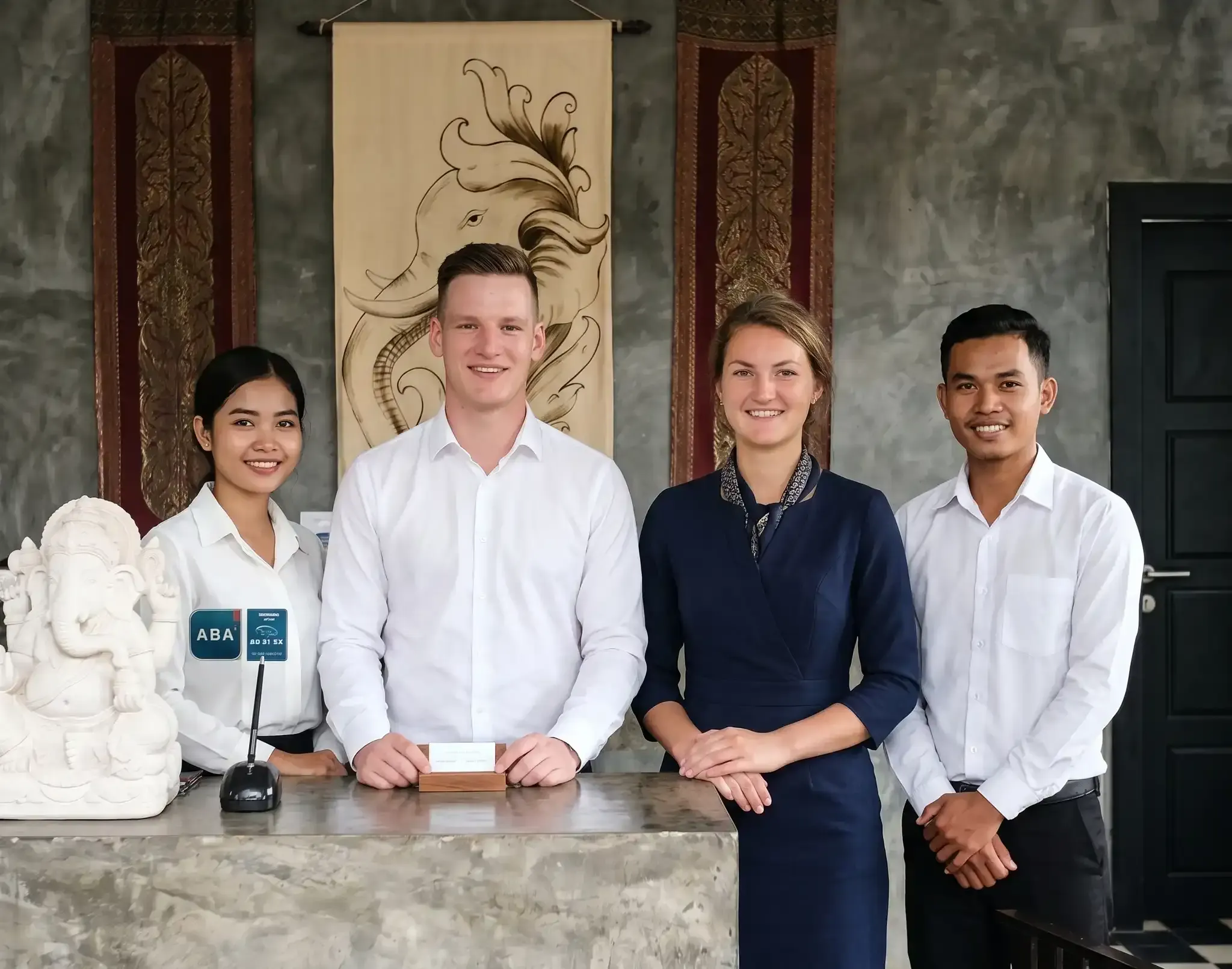 Simon and Romane and part of the Prana Hotel team