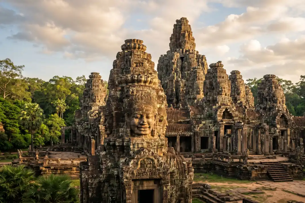 The smiling stone faces of the Bayon, Angkor Thom